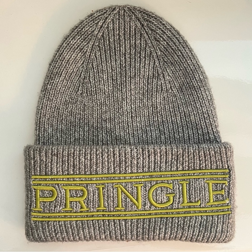 Pringle Of Scotland X H & M UNISEX Knitted Hat With Embroidery- Light Grey/Marl